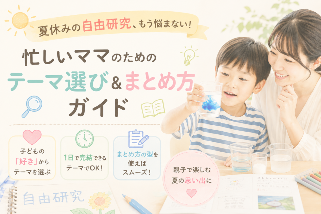 夏休みの自由研究、もう悩まない！忙しいママのための「テーマ選び&まとめ方」ガイド